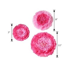 12 pack 7″ 9″ 11″ Fuchsia and Pink Tissue Paper Carnation Flowers Home Backdrop