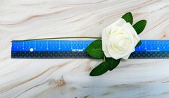 25 Ling’s Moment Artificial Foam Ivory Roses With Stems & Leaves NOB 25 Piece