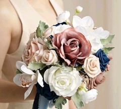 Ling’s Moment 9″ Wedding Bouquet for Bride, Bridesmaid’s Bouquet, NO RIBBONS!