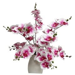 Pack Pink Orchid Artificial Flowers Real Touch, 27” 10 Pink + White Edge