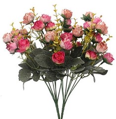 7 Branch1 Mini Rose Heads Artificial Flowers Bouquet Wedding 2 2 Pcs Rose Red
