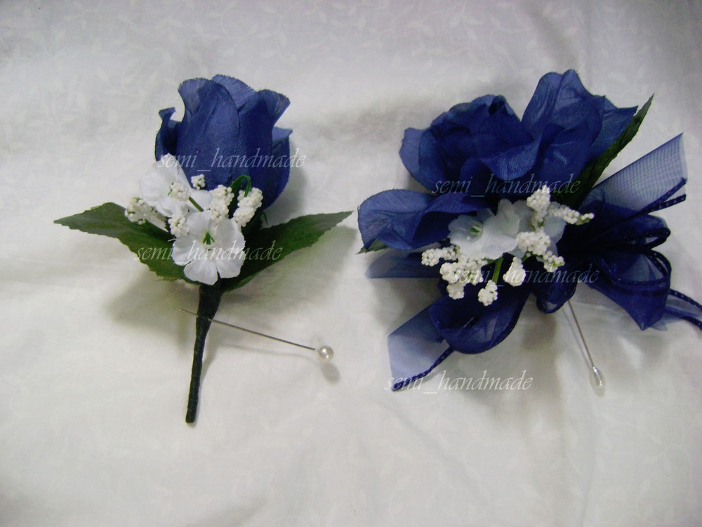 Navy Blue~Open Rose Pin Corsage~Boutonniere~wedding~Prom~party~Ouinceanera