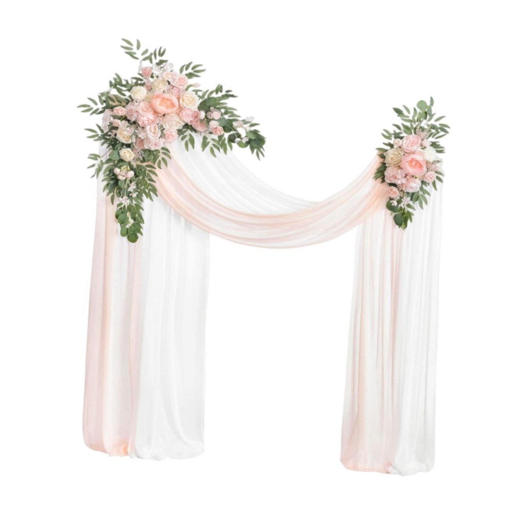 Artificial Wedding Arch Flowers with Drape Lawn Gift Floral Swag Arrangement
