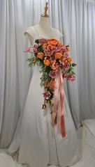 Orchid Rose Garden Faux Silk Cascade Wedding Bouquet