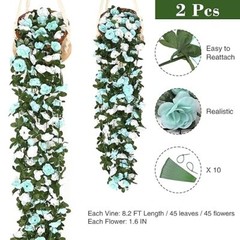 2Pcs 16.4Ft Flower Garland Artificial Rose Vines for Bedroom, Cute Fake