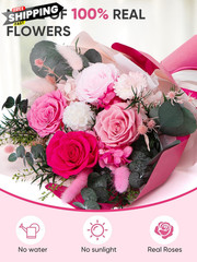 Bessol Flowers for Delivery Preserved Small, Pink Flower Bouquet