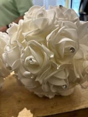 (3) Vintage Handmade Satin Wedding Bouquets Floral With Stones
