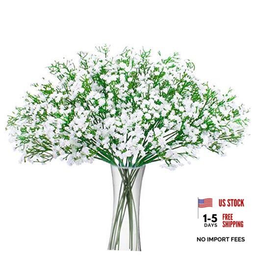 Artificial Baby Breath Flowers Fake Gypsophila Bouquets 12 Pcs Plastic White
