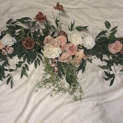 LING’S MOMENT WEDDING GARLAND 9ft, Dusty Rose, Cream, White, Pastel Pink, Gold