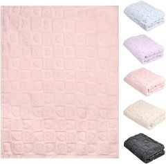 5 Pcs Manta Bebe Corazones Suave Regalo Recien Nacido 30×40 Beige Gris Azul Rosa
