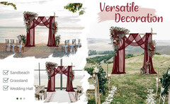 Burgundy Wedding Arch Flowers & Drapes Kit – 4 Piece Floral Decor Set