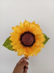 Sunflower Satin Ribbon artificial flower bouquets Fully Handmade