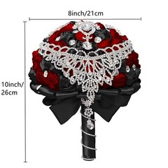 Brooch Bridal Wedding Bouquet Bride Bridesmaids Satin Rose Flower Bouquet wit…