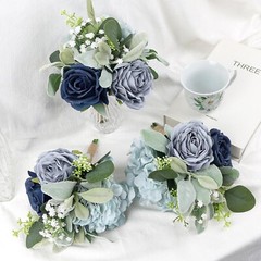 Artificial Bridesmaid Bouquets – Set of 4 Silk Rose Flowers Bouquet Wedding R…
