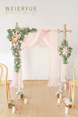 Deluxe Pink Wedding Arch Flowers & Drapes Kit – 5 Piece Floral Set
