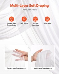 2pcs Premium Silk Flower Clusters & 1pc 21ft Sheer Wedding Arch Drape