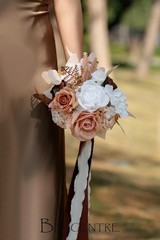 7 Inch Walnut Brown and Nude Wedding Bouquet for Bride Bridesmaid,Small Weddi…