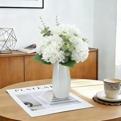 4 Kinds 55PCS Silk Hydrangea Artificial Flowers Eucalyptus White Hydrangea