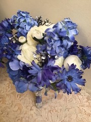 White & Blue Purple Bridal bouquet Wedding Bridesmaid Faux Flower Floral