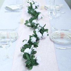 6 feet White 3D Chain GARLAND SILK ROSES Wedding FLOWERS Bouquets Party Home