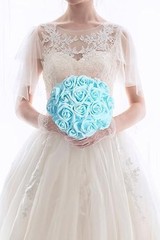 100PCS Foam Roses Artificial Flowers Blue Foam Flowers Bulk Stemless Baby Blue