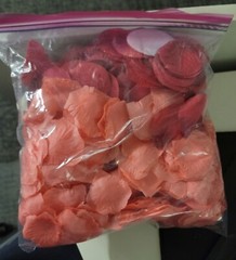 Mixed lot Fabric Flower Petals Coral, Red & White