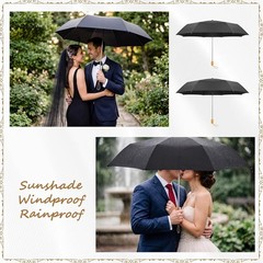 Wedding Umbrellas 21 Inch Black Pack of 12 Foldable Waterproof Windproof Stylish