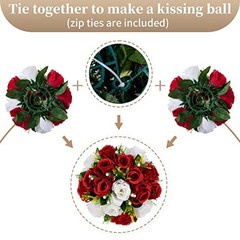 Red Fake Flowers for Wedding Centerpiece Kissing 10 Pieces Crimson Red & White