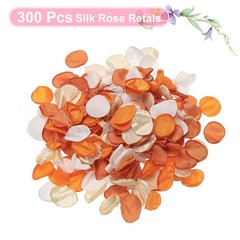 300pcs Artificial Rose Petals Fake Silk Flower Petals, White/Light Orange/Orange