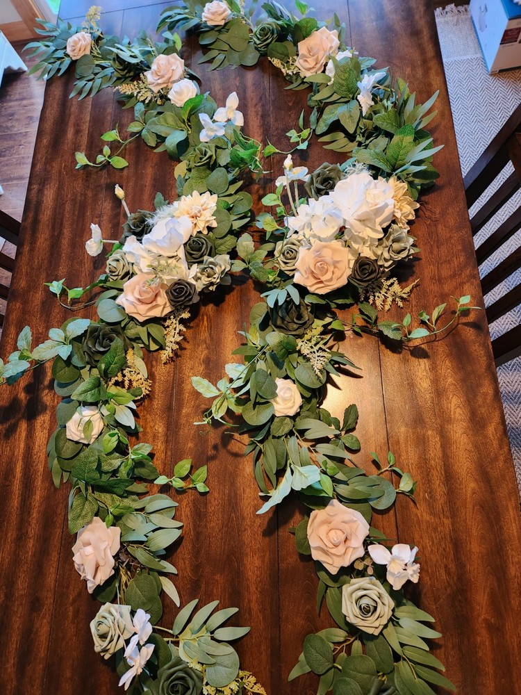 2-6ft Lings Moments Table Garland Emerald Green and Tawny Beige Collection