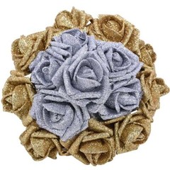 10pcs 6.5cm Artificial Glitter Rose Flower Bouquet DIY Wedding Party Prom Decor