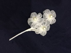36 Flower Bridal Organza w/Pearls Flowers.3 Flower x12 /per bag.Pick Your Color!