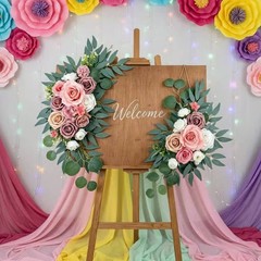 2 Pieces Nuptial Welcome Sign Ornamental Swag Reusable Welcome Sign Wreath