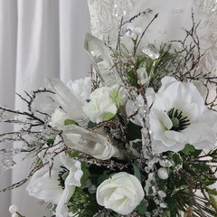 Winter Crystal Faux Silk Wedding Bouquet