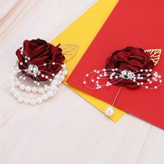 Rose Bridesmaid Wrist Flower Corsage Artificial Bride Wrist Corsage Burgundy
