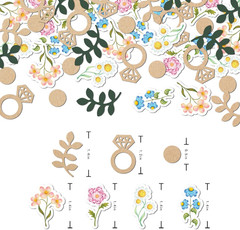 200Pcs Flower and Greenery Wedding Confetti for Tables, Rustic Vintage off the M