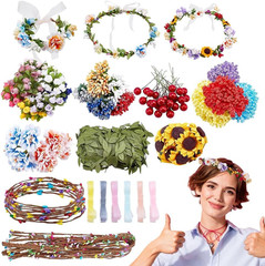 261Pcs/Set DIY Flower Crowns Making Kit Handmade Floral Crown Garland Kit Make Y