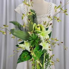Green Tropics Boho Faux Silk Wedding Bouquet