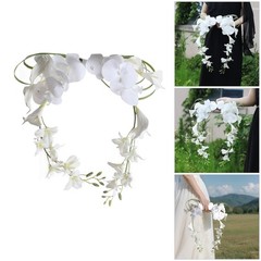 Realistic White Silk Artificial Flower Bridal Bouquet Elegant Handheld Flower