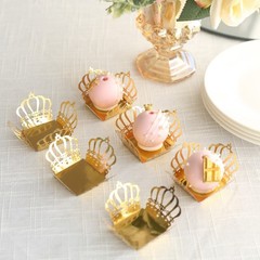 GOLD 50 Metallic 4″ Crown Mini Square Paper Cupcake DESSERT LINERS Party Events
