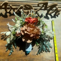 Beautiful Bridal Wedding Bouquet Budget Handmade Faux Flowers Pink Red Brown