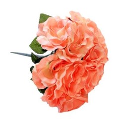 PEACH 12″ tall Velvet Roses ARTIFICIAL FLOWERS Bouquet Wedding Party Decorations
