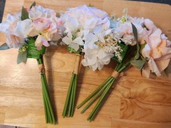 3 Bouquets, White & Pink Flowers, New