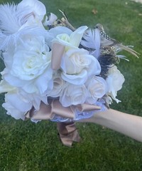 Wedding Bouquet Unique Bridal bouquet W/Birds Nest 🪺 Roses, Satin