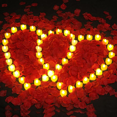 6000 Pcs Artificial Rose Petals with 72 Pcs Romantic Flameless Candles, LED Hear