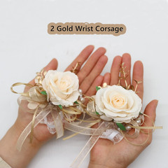2 Corsages, Handmade Artificial Peony Rose Wrist Corsage Wristlet Wedding Prom S