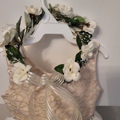 Flower Girl Head Piece Beautiful handmade with white flowers and ribbon