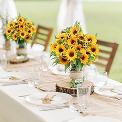 Artificial Sunflower Bouquets,2 Bunches Fake Flowers for Outdoors Baby Shower
