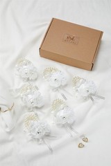 Handmade Faux Silk Wrist Corsages with Pearls – 6pcs for Special Occasions