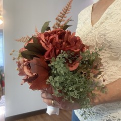 Bridal Wedding Bouquet Lovely Budget Handmade Faux Florals Dusty Rose Green